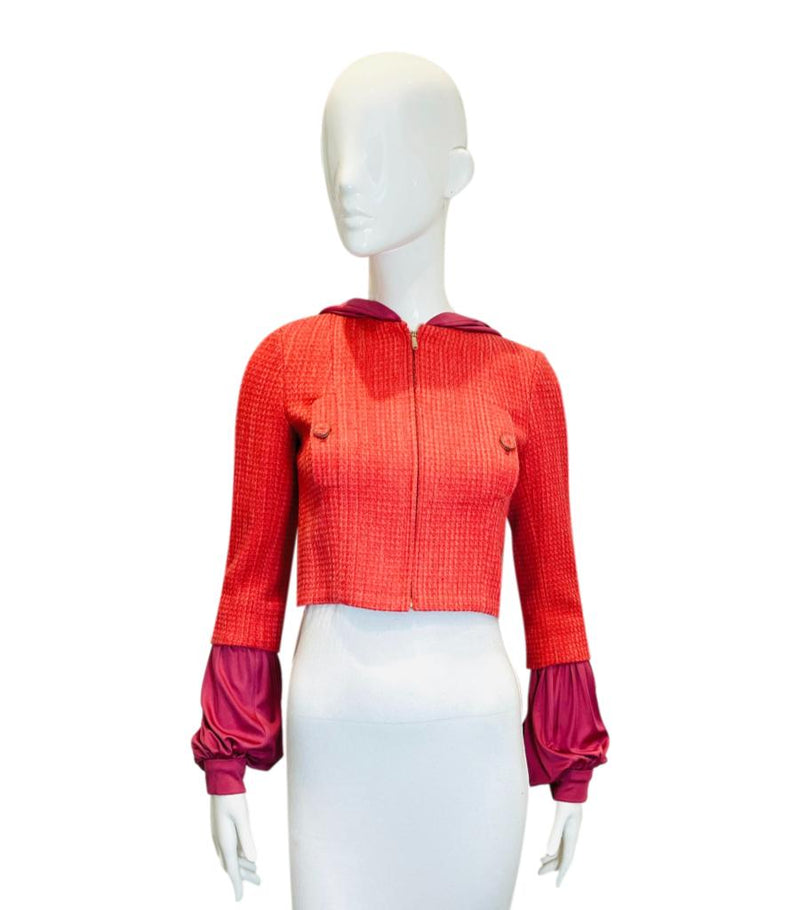 Chanel Tweed Wool & Silk Blend Hooded Jacket. Size 34FR