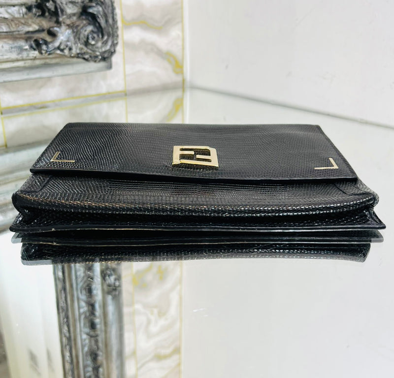 Fendi Lizard Embossed Leather Wallet/Bag On Chain