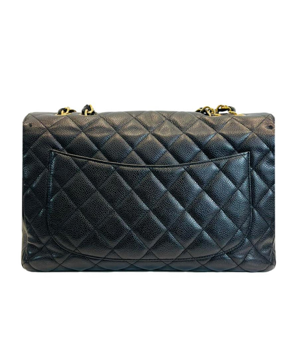 Chanel Vintage Jumbo Classic Caviar Leather Flap Bag With 24k Gold Plated Hardware