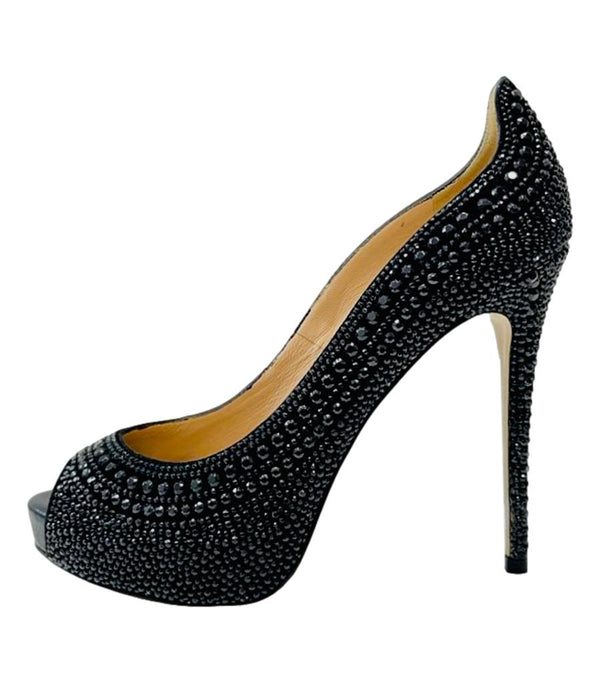 Valentino Full Crystal Peep Toe High Heels. Size 37.5