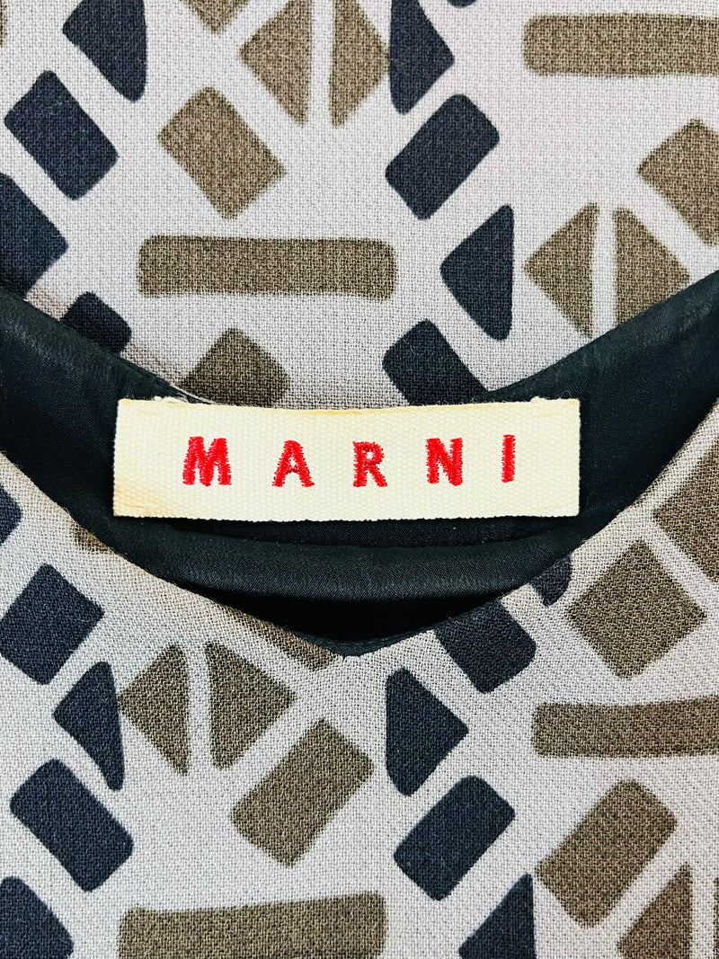 Marni Geometric Print Wool Top. Size 40IT