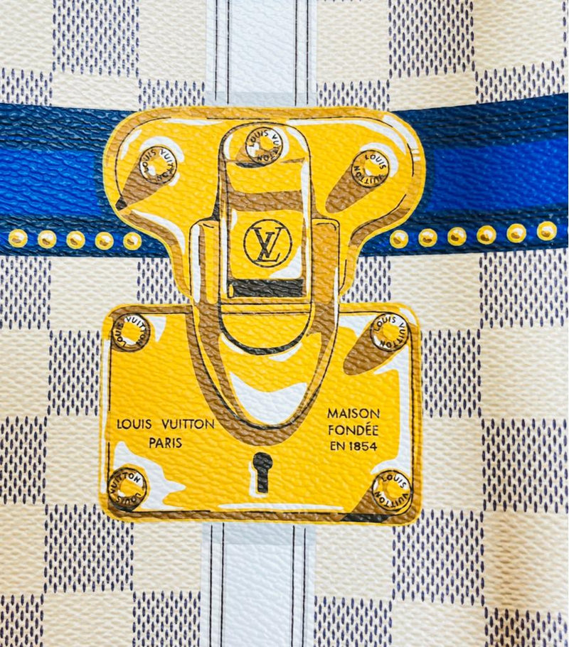 Louis Vuitton Limited Edition Damier Azur Summer Trunks Knokke Neverfull MM Bag & Pochete