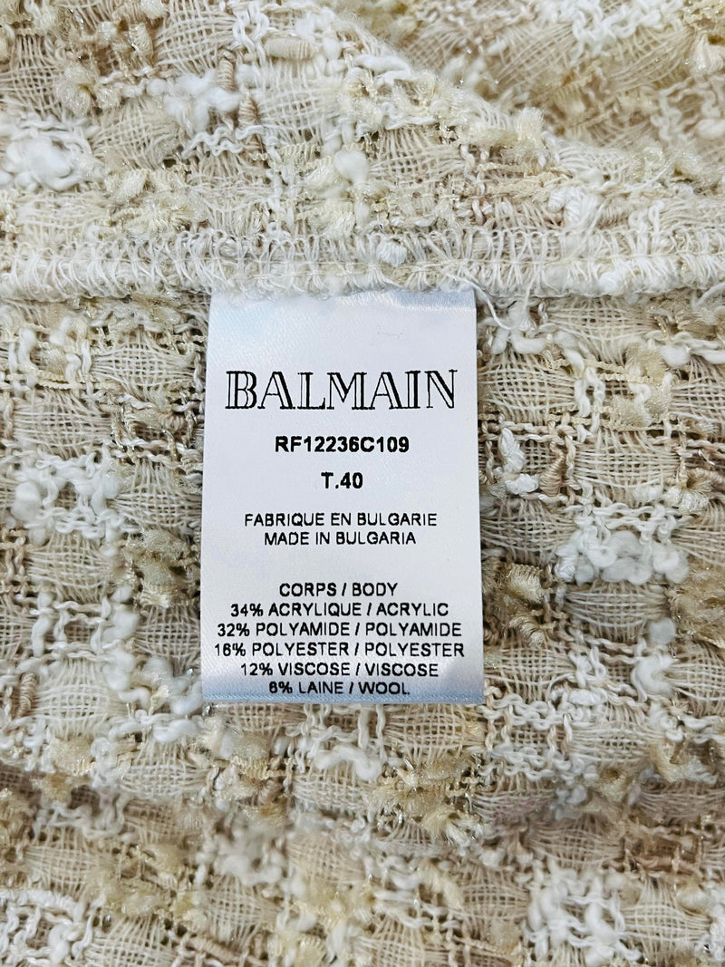 Balmain Tweed Wool Blend Shirt. Size 40IT