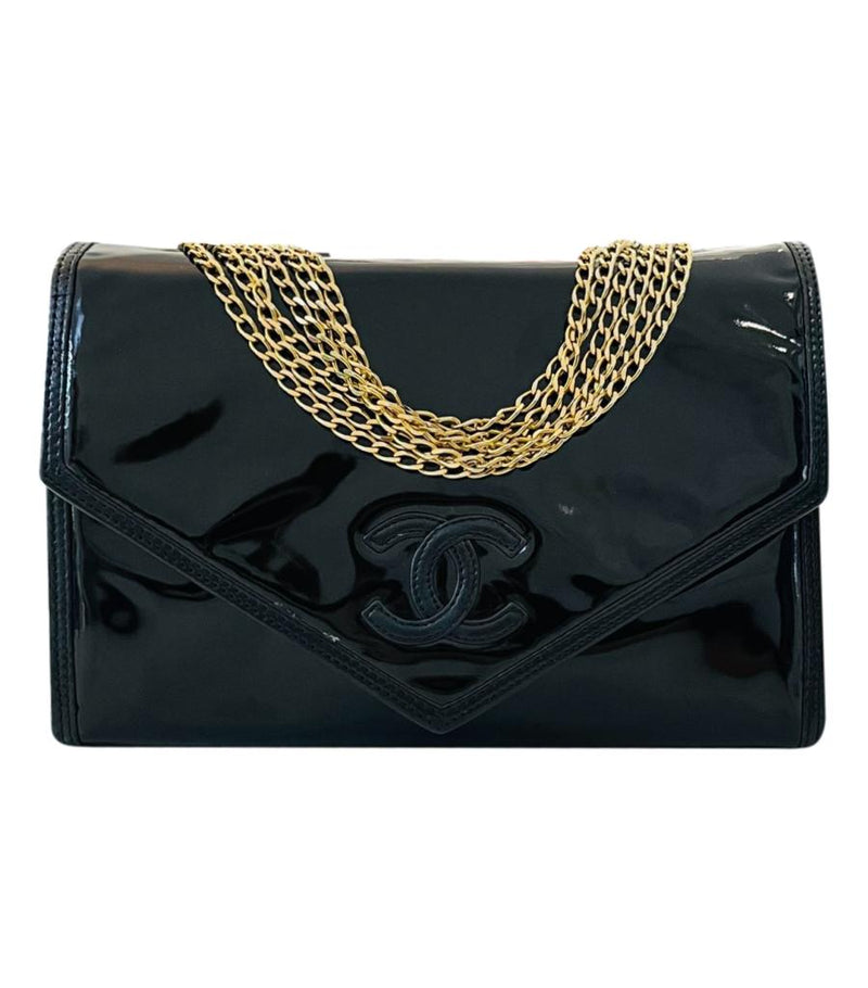 Chanel Vintage Patent Leather 'CC' Logo Crossbody Bag