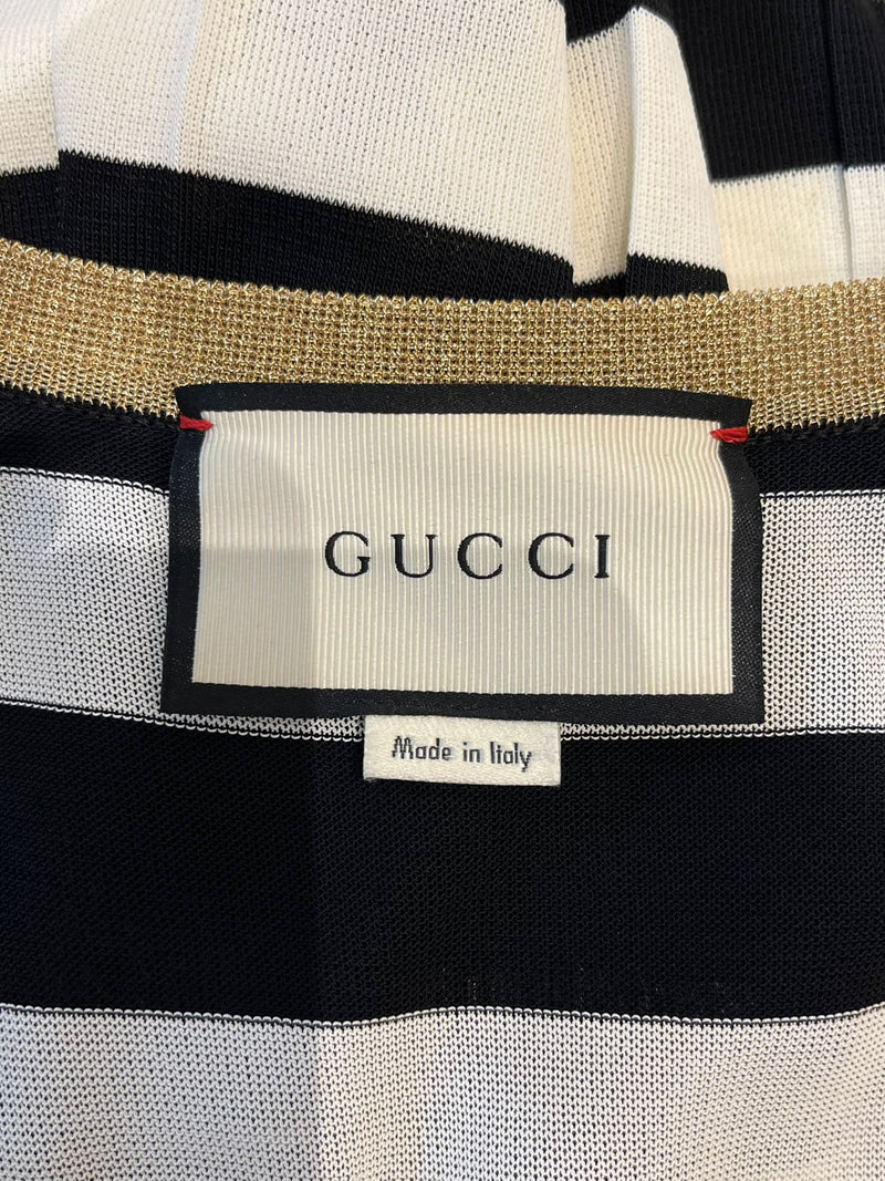 Gucci Striped Dress with 'GG' Pearl Buttons. Size L