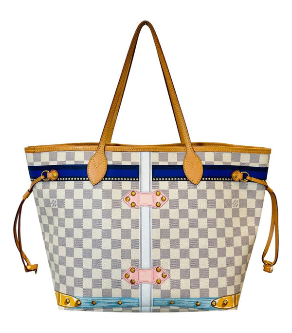 Louis Vuitton Limited Edition Damier Azur Summer Trunks Knokke Neverfull MM Bag & Pochete