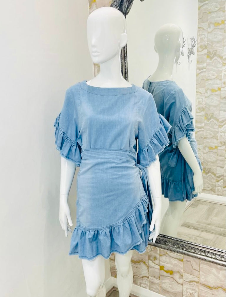 Isabel Marant Denim Ruffle Wrap Dress. Size 44FR