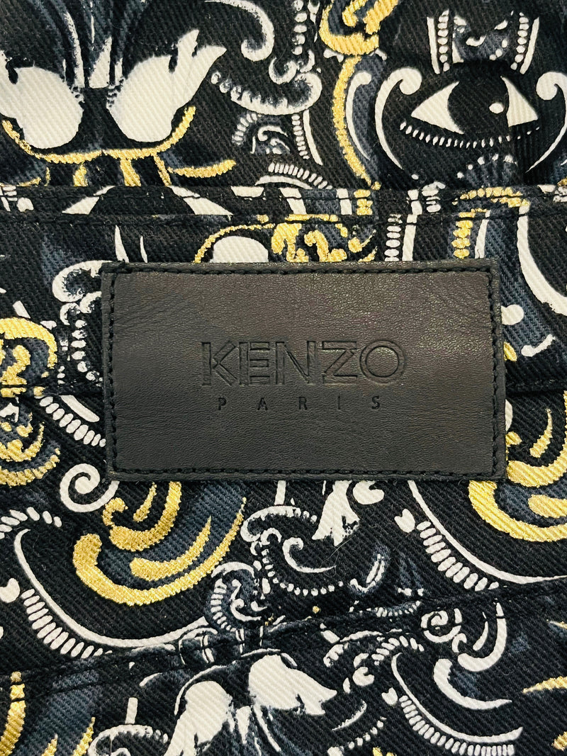 Kenzo 'Eye' Motif Paisley Print Cotton Trousers. Size 31US