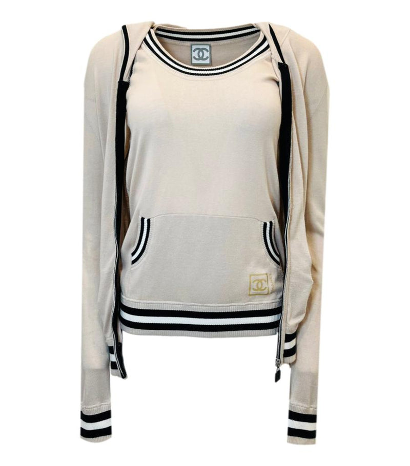 Chanel Cotton Top & Matching Hoodie. Size 40FR