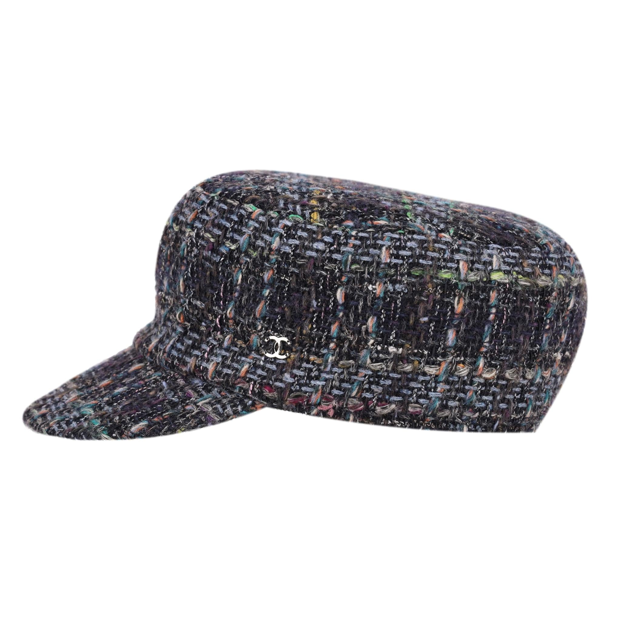 andwang Tweed Classical Logo Cap ブラック Chanel Tweed Cap With 'CC' Logo Detail – Shush London