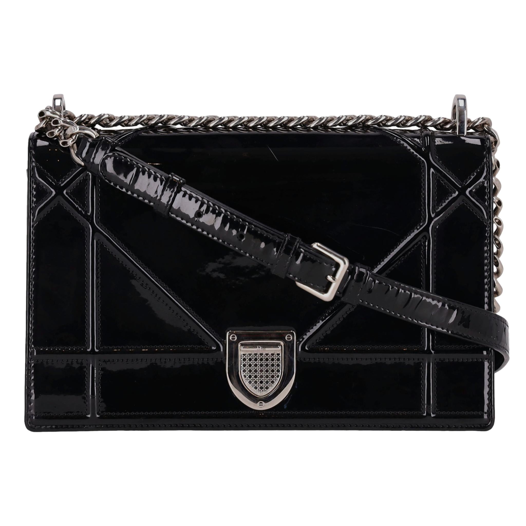 Christian Dior Patent Leather Cannage Diorama Medium Shoulder Bag