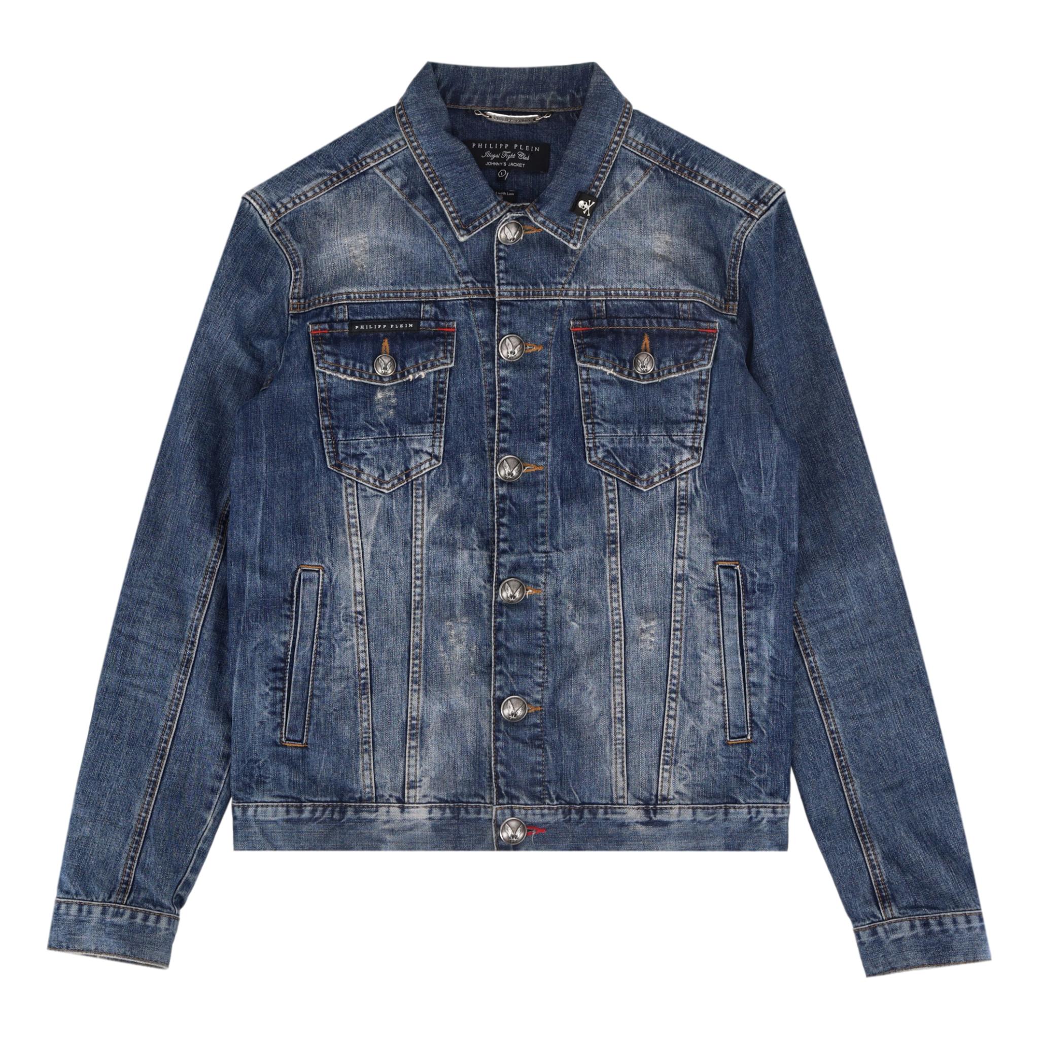 Philipp Plein Distressed Denim Jacket. Size L Shush London