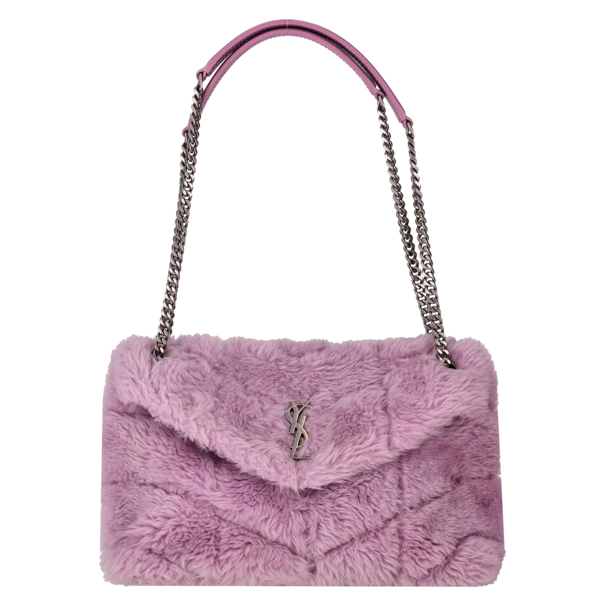 Saint Laurent Shearling Small Loulou Puffer Shoulder Bag – Shush 