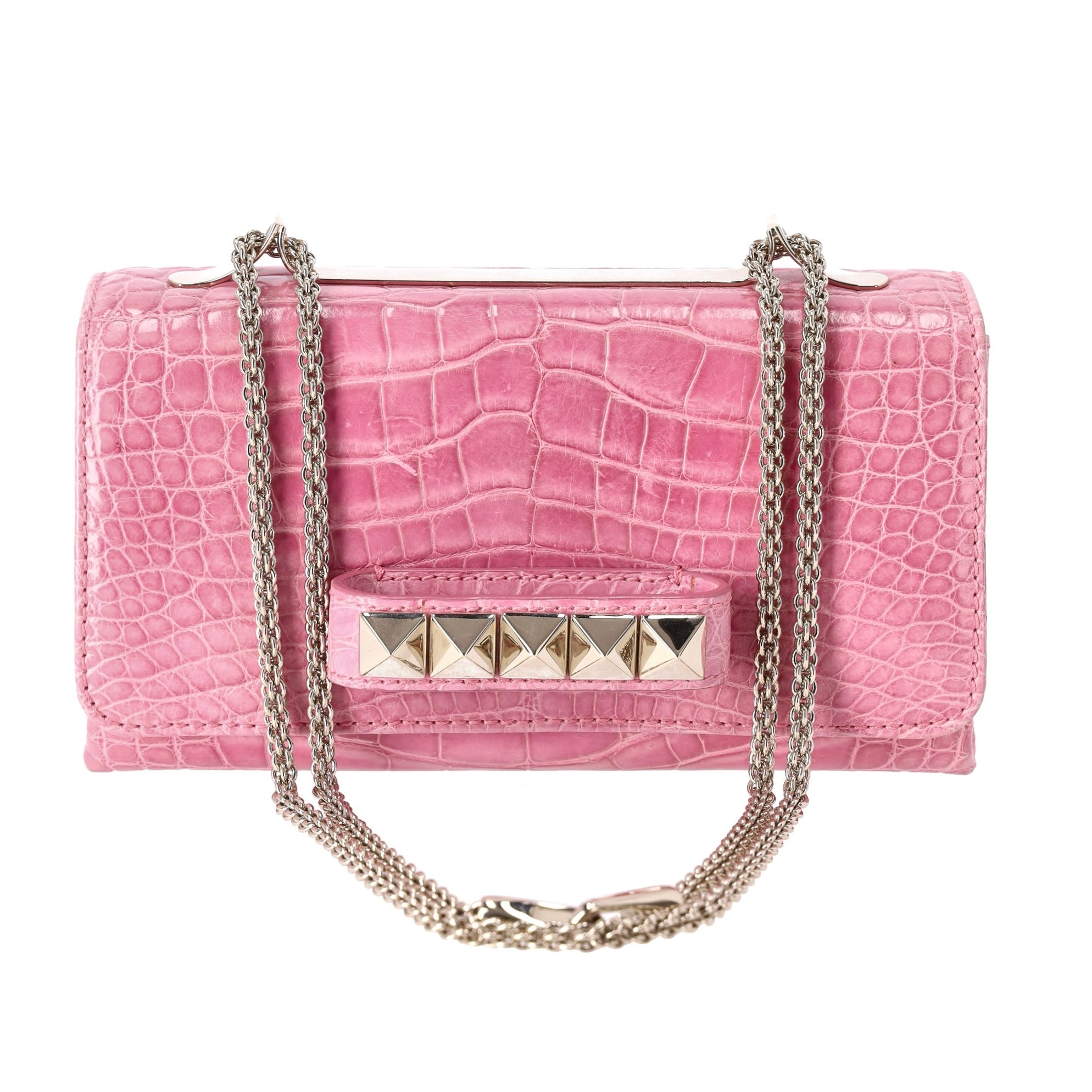 GENUINE CROCODILE SKIN ハンドバッグ くすみピンク系 Valentino Crocodile Skin Va Va Voom Bag – Shush London