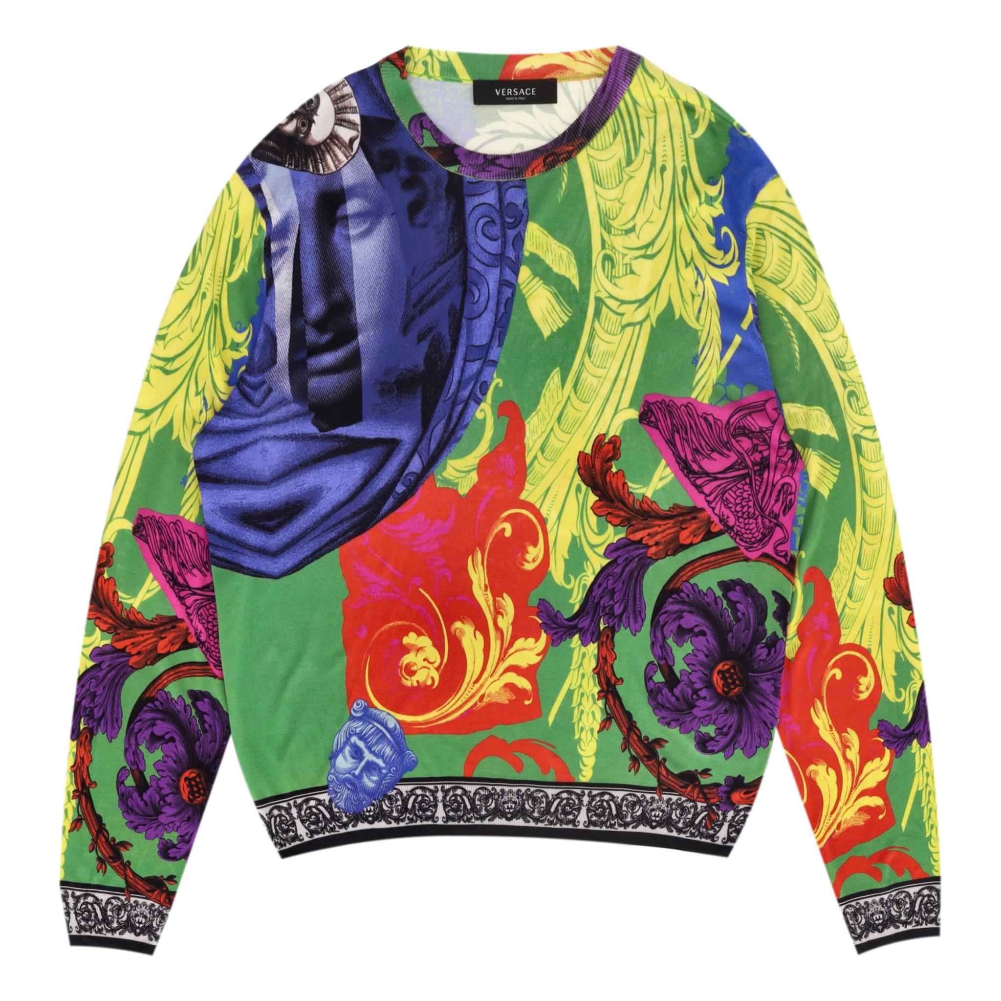 Versace All Over Logo Baroque Medusa Silk Sweatshirt. Size 56IT Shush London
