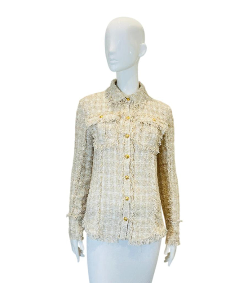 Balmain Tweed Wool Blend Shirt. Size 40IT