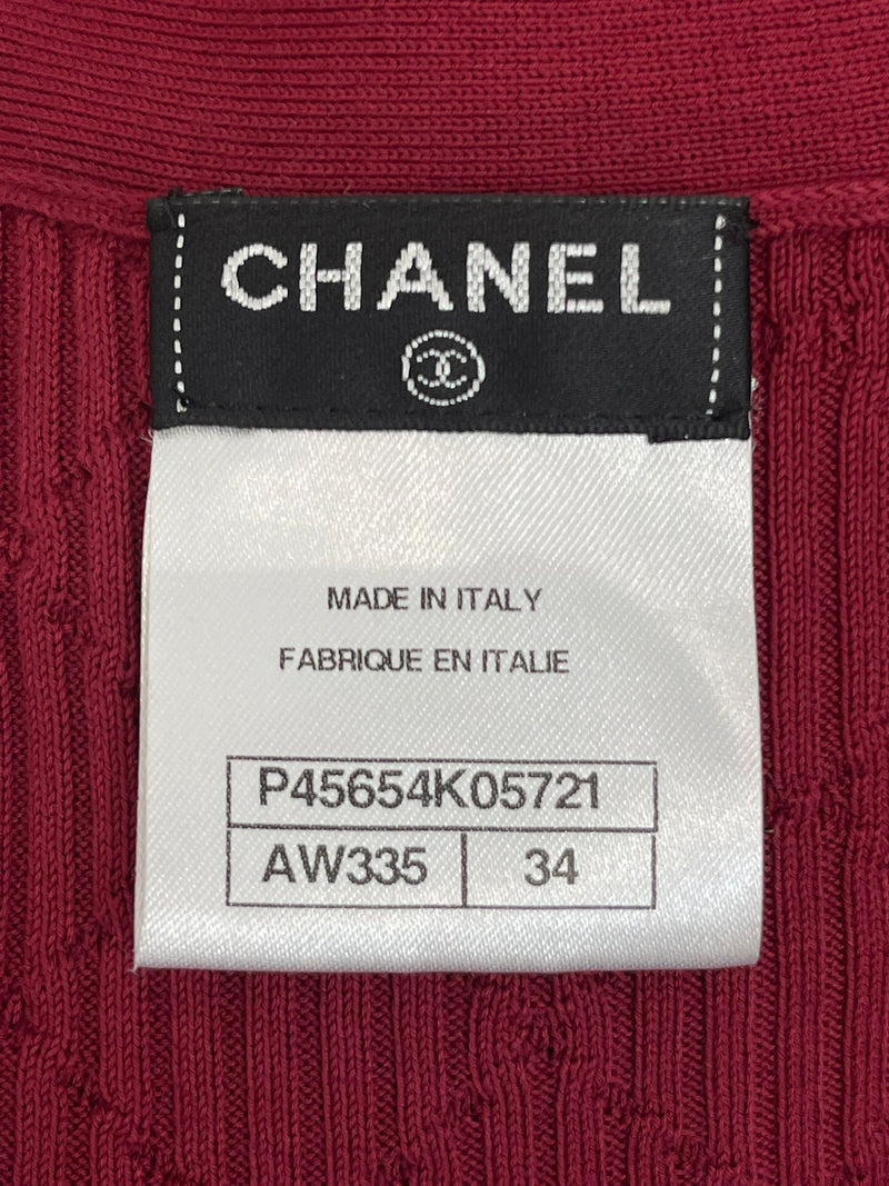 Chanel Cotton Diamond Ribbed Cardigan. Size 34FR