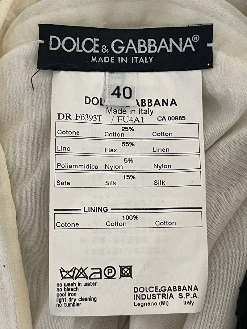 Dolce & Gabbana Linen & Lace Dress. Size 40IT