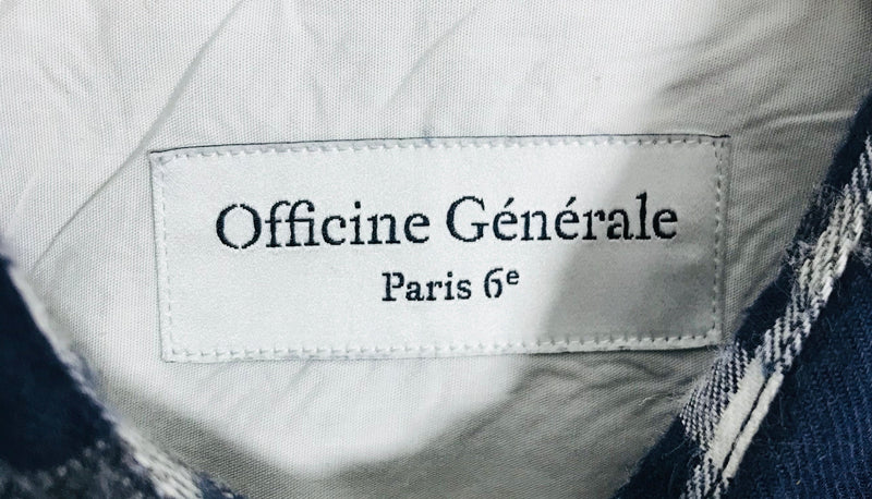 officine generale check cotton shirt size xs navy white check collar button closure fashion mens designer brands preloved preowned luxury luxurious consignment 