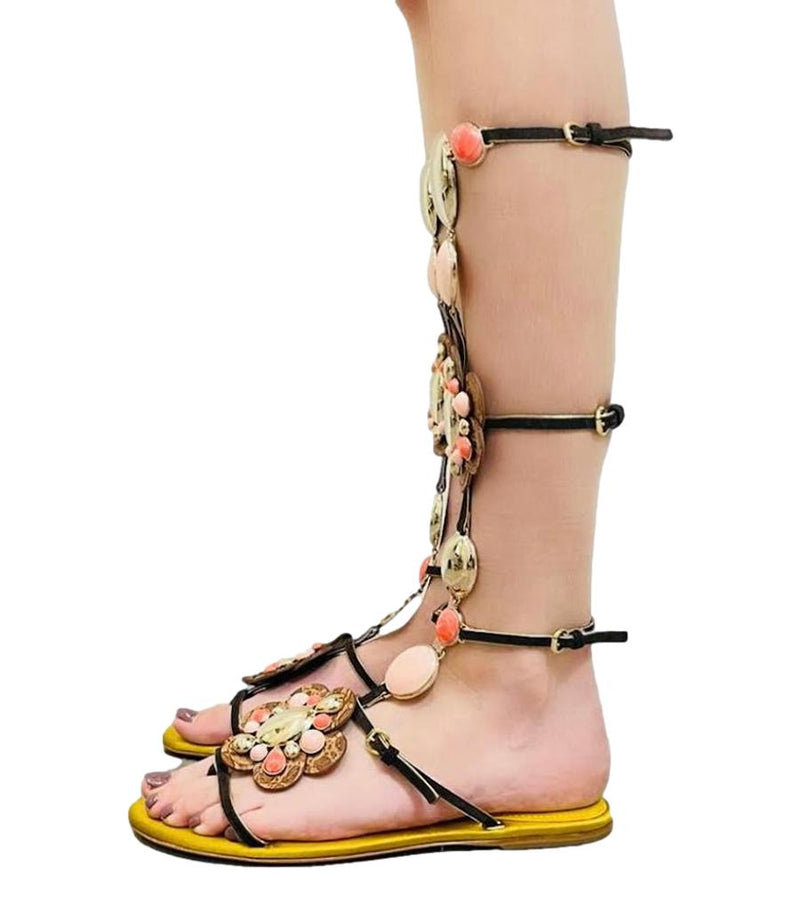 Louis Vuitton Embellished Gladiator Sandals. Size 39