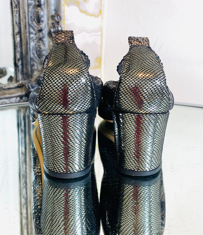 Chanel Metallic Leather Lace Heels. Size 37.5
