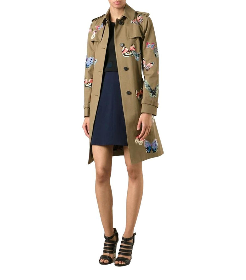 Valentino Embroidered Butterfly Trench Coat. Size 38IT