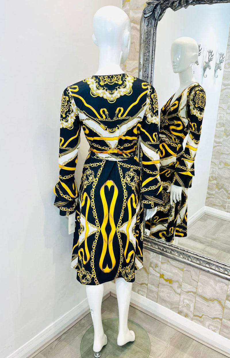 Hale Bob Chain Print Wrap Dress. Size S