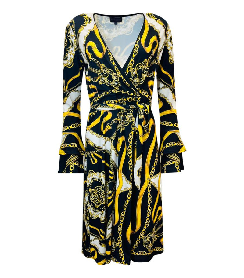 Hale Bob Chain Print Wrap Dress. Size S