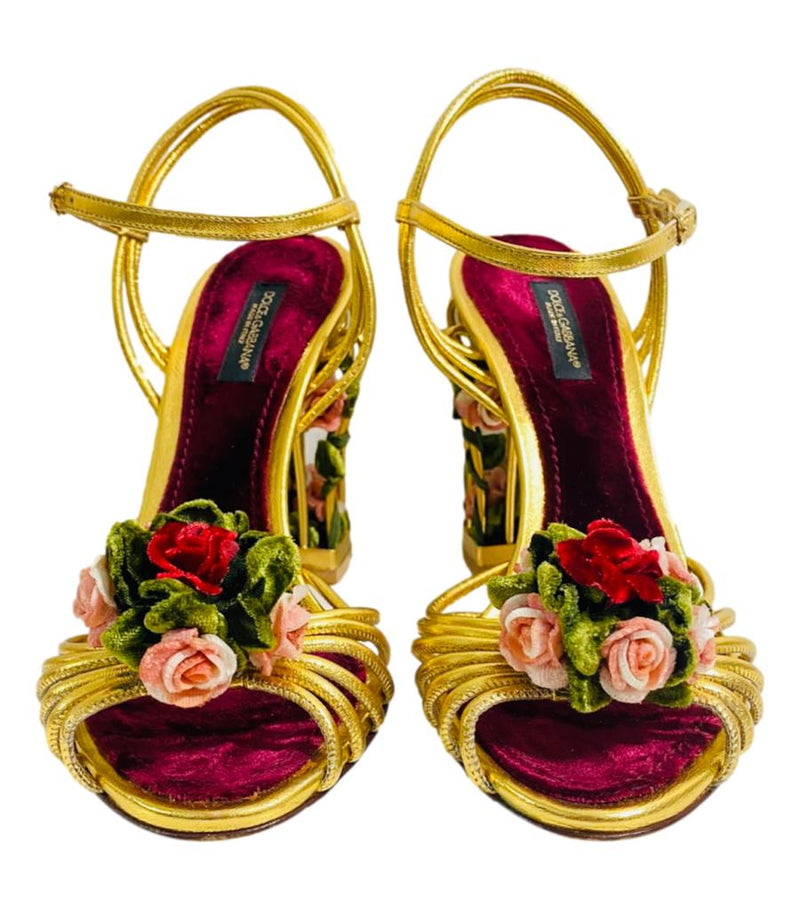 Dolce & Gabbana 3D Rose Cage Sandals. Size 37