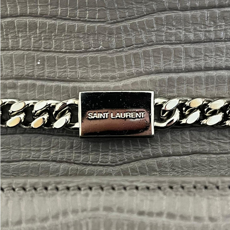 Saint Laurent Croc Embossed Leather Kate Tassel Shoulder Bag