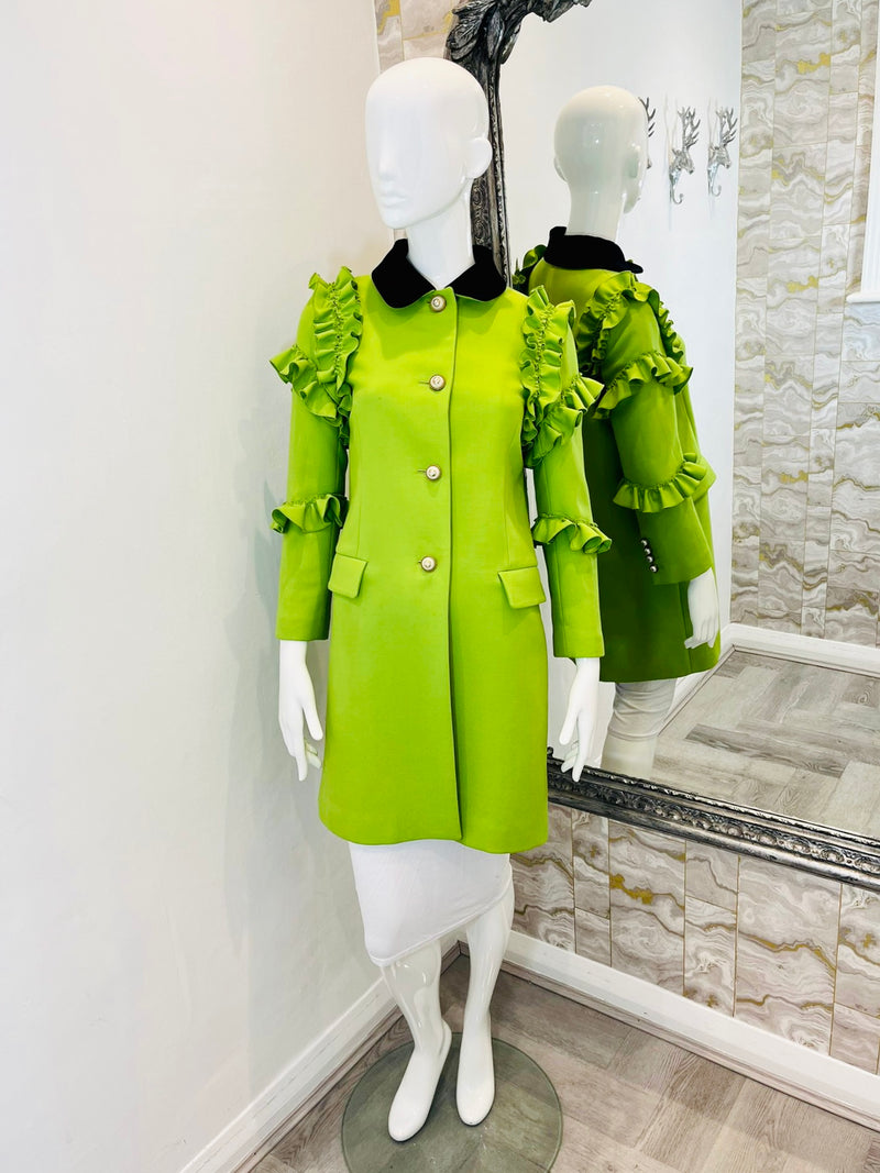 Gucci Silk & Wool Ruffle Trim Coat. Size 40IT