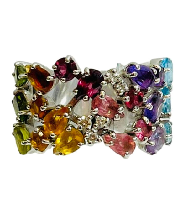 H Stern Rainbow Gemstone Ring In 18k White Gold