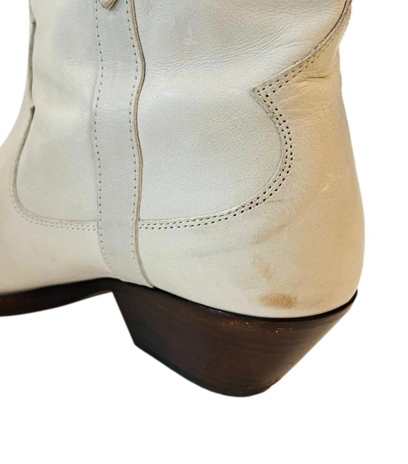 Isabel Marant Western Canvas & Suede Ankle Boots. Size 37