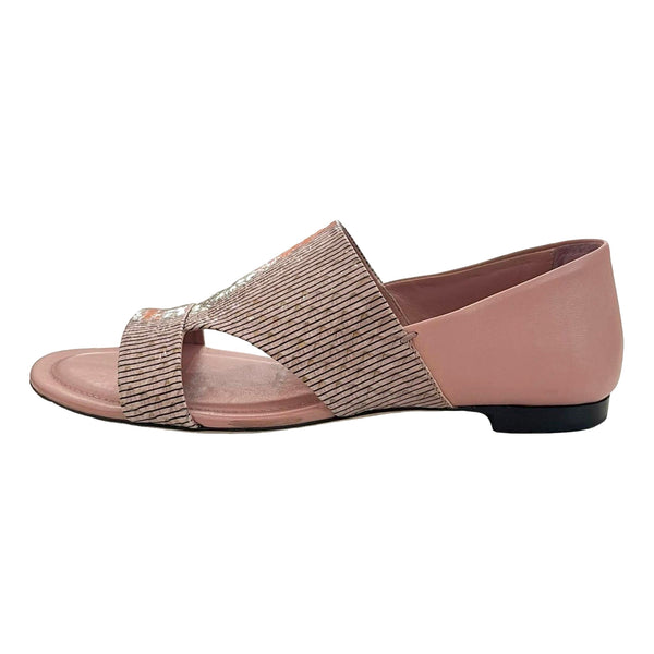 Tod's Snake Embossed Leather Sandals. Size 38.5