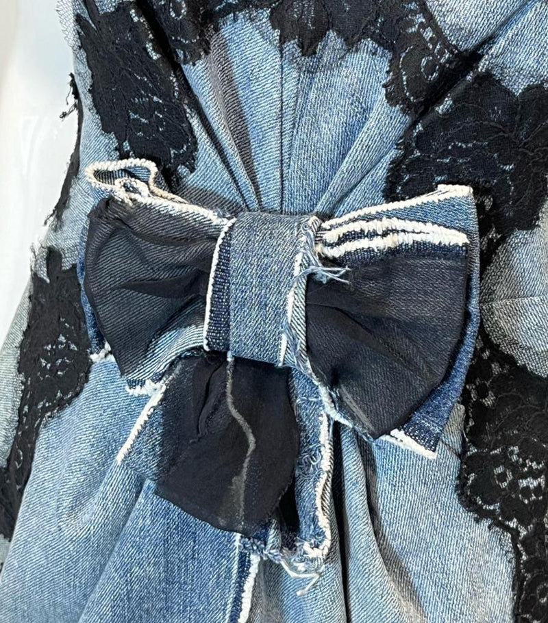 Dolce & Gabbana Denim Lace Detailed Dress. Size 42IT