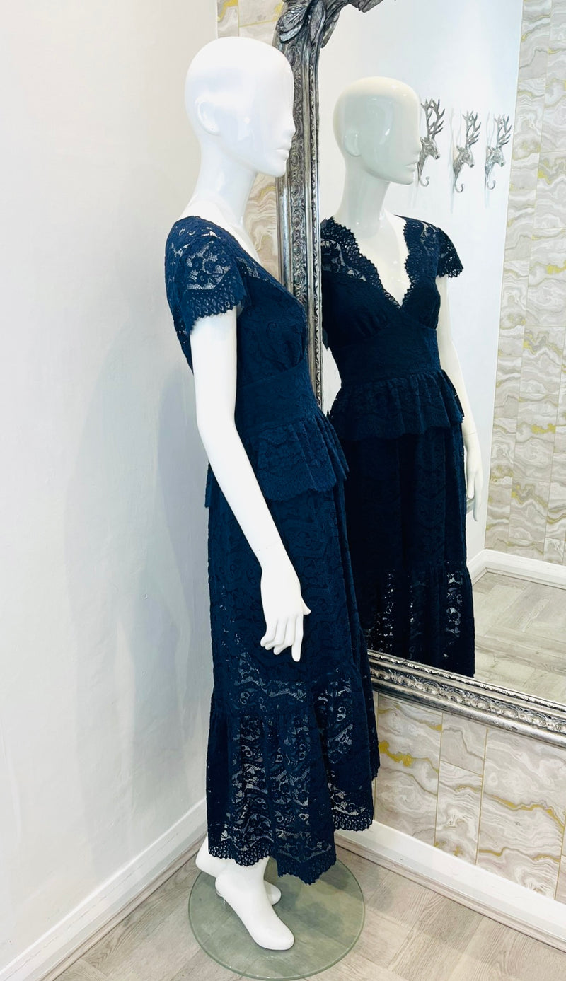 Temperley Cotton Lace-Embellished Dress. Size 8UK