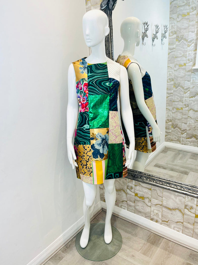 Dolce & Gabbana Brocade & Lame Patchwork Dress. Size 44IT