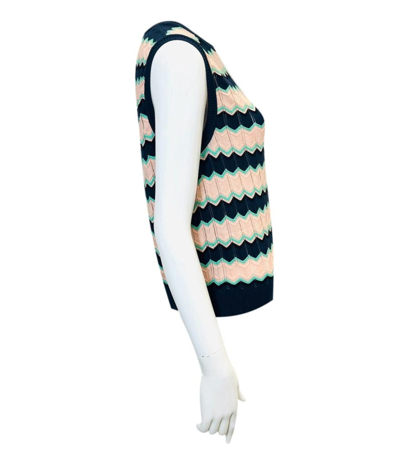 Missoni Chevron Pattern Cotton Knit Vest. Size 44IT