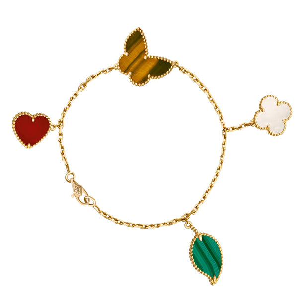 Van Cleef & Arpels Lucky Alhambra Bracelet With Four Motifs Set in 18K Yellow Gold