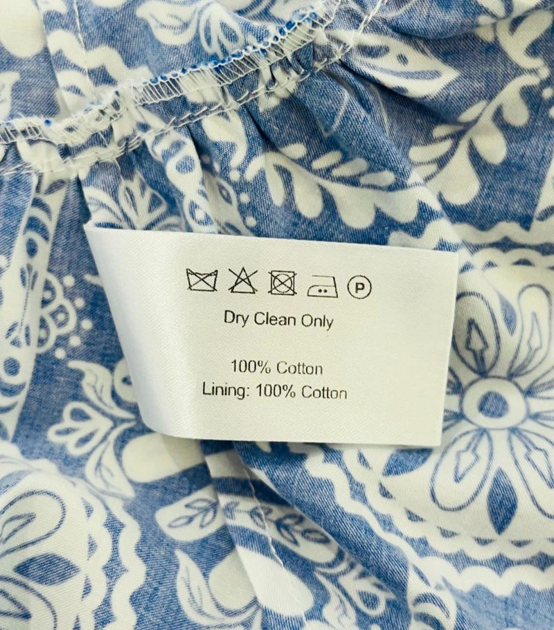 Borgo De Nor Off-Shoulder Tiered Cotton Dress. Size 8