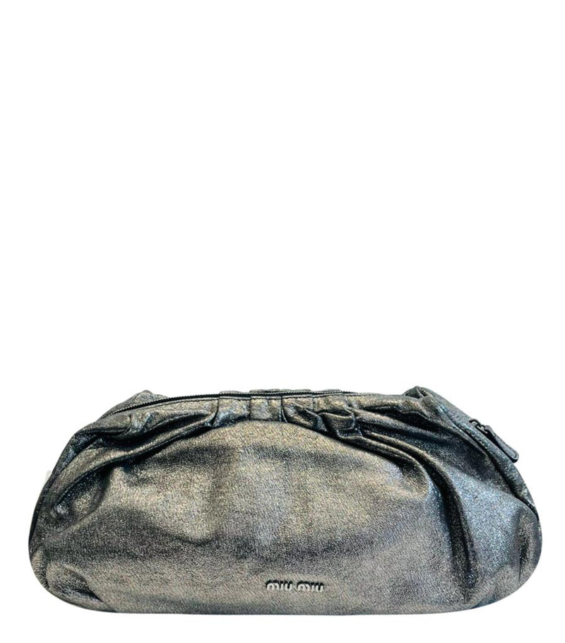 Miu Miu Metallic Leather Clutch Bag