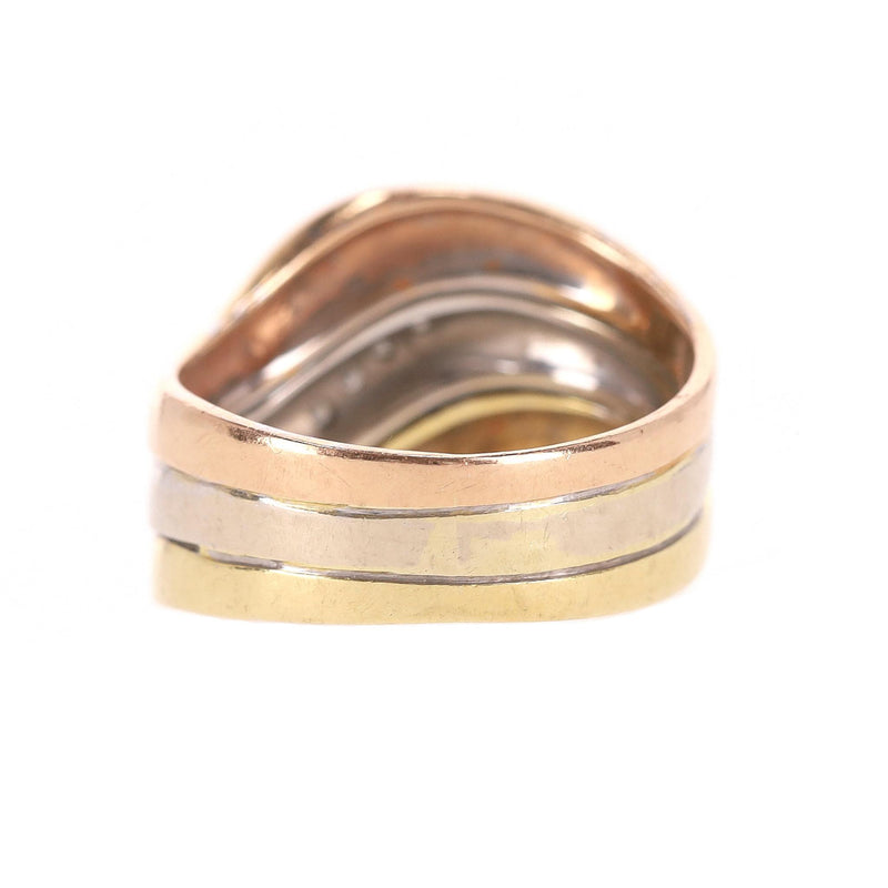 18k Tri-Colour Yellow, White & Rose Gold Diamond Ring