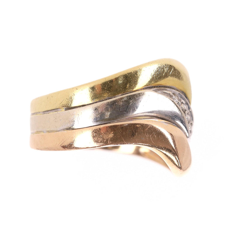 18k Tri-Colour Yellow, White & Rose Gold Diamond Ring