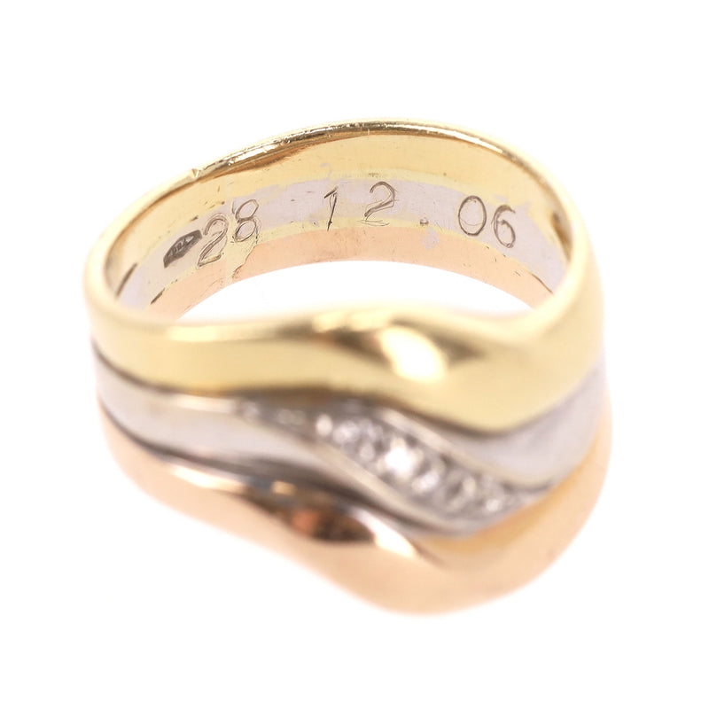 18k Tri-Colour Yellow, White & Rose Gold Diamond Ring