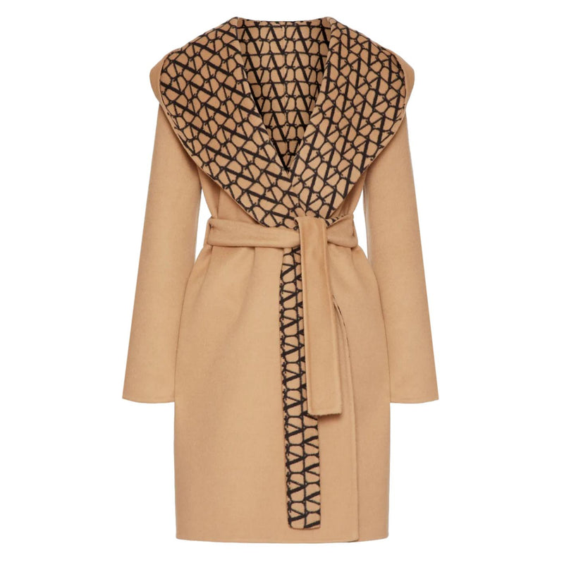 Valentino Monogram Print Virgin Wool Reversible Coat. Size 38IT