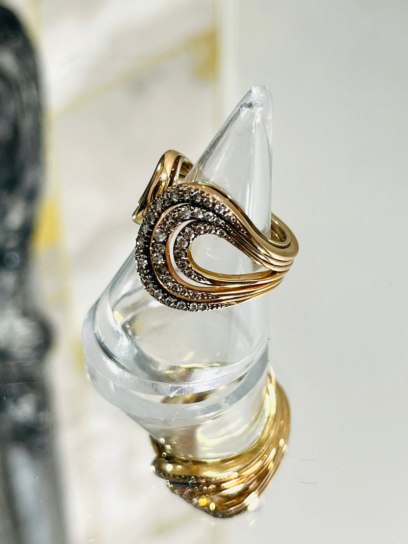 H Stern Diamond Swirl Ring In 18k Rose Gold