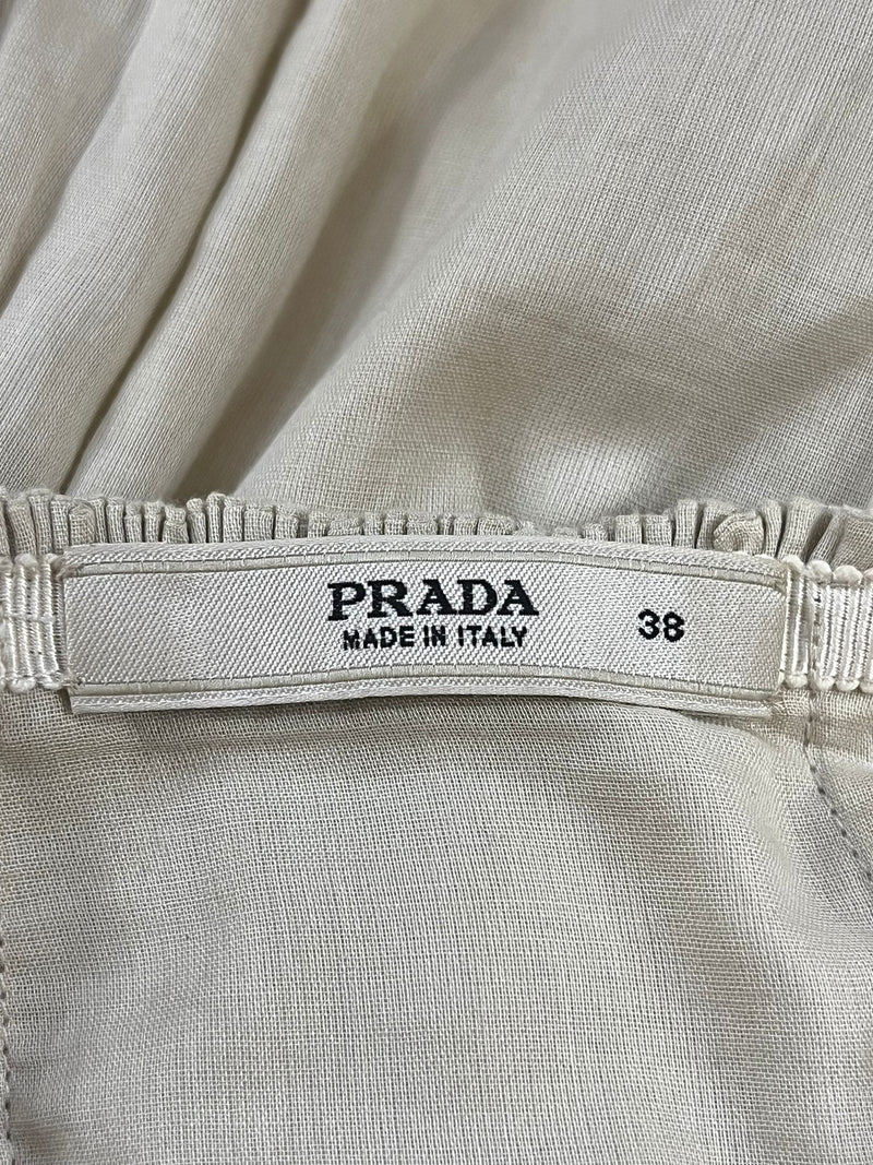 Prada Pleated Cotton Skirt. Size 38IT