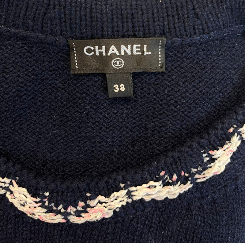 Chanel 'CC' Logo Cashmere Sweater. Size 38FR