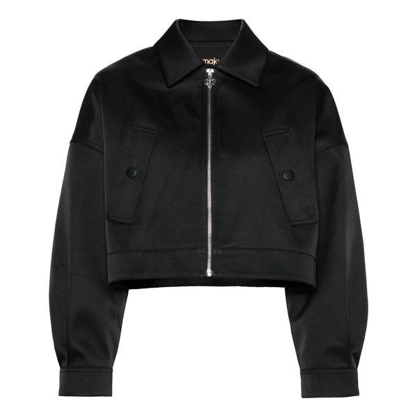 Maje Cropped Satin Jacket. Size 40FR