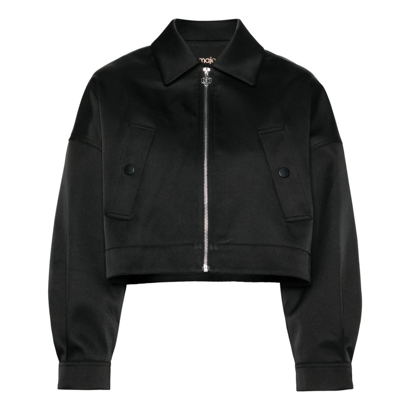 Maje Cropped Satin Jacket. Size 40FR